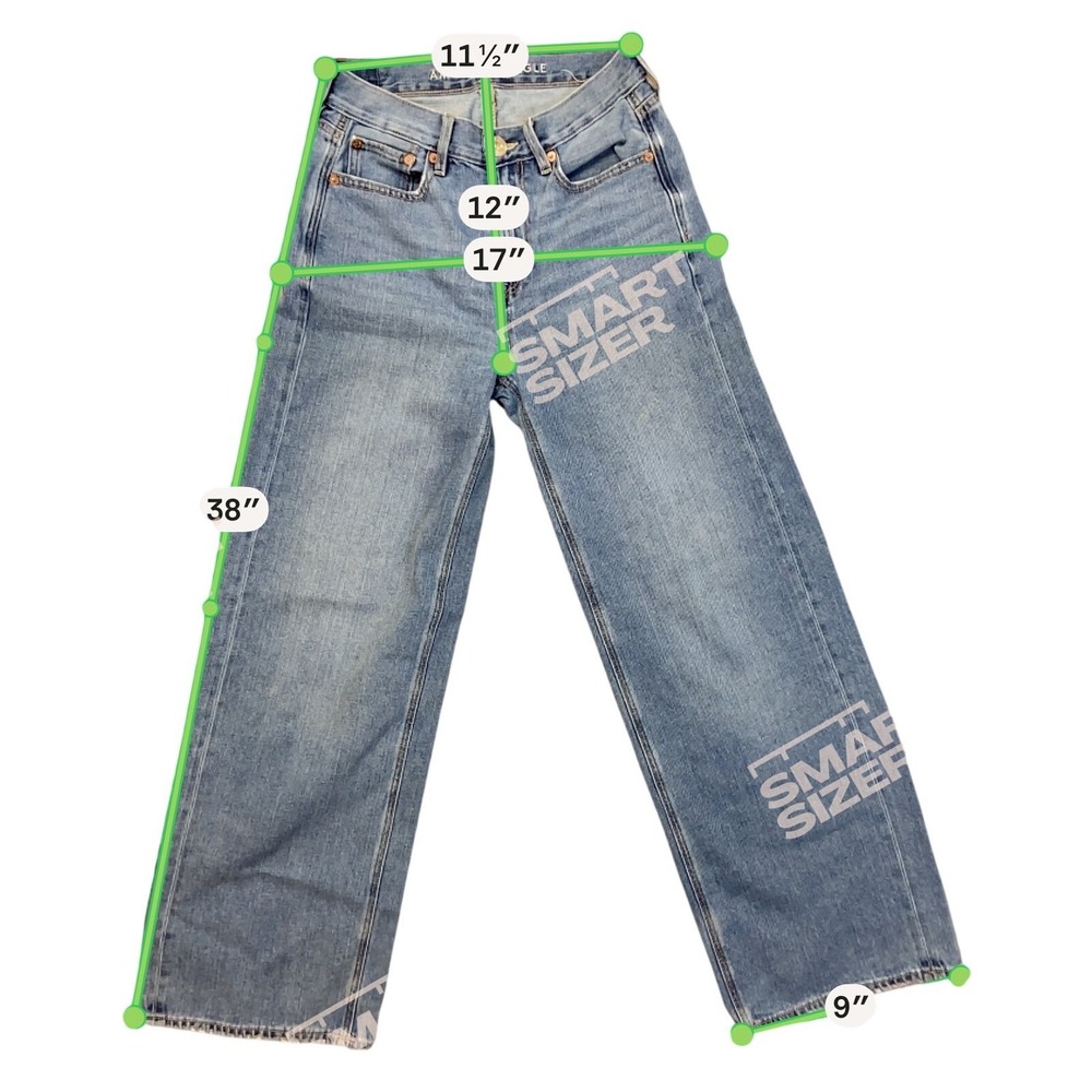 American Eagle Skater Jean Womens 0 Short High Rise Wide Leg Medium Wash Denim‎ - Picture 11 of 12